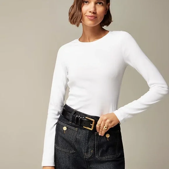 J. CREW NWT Perfect fit long sleeve crew neck white top - Picture 1 of 6
